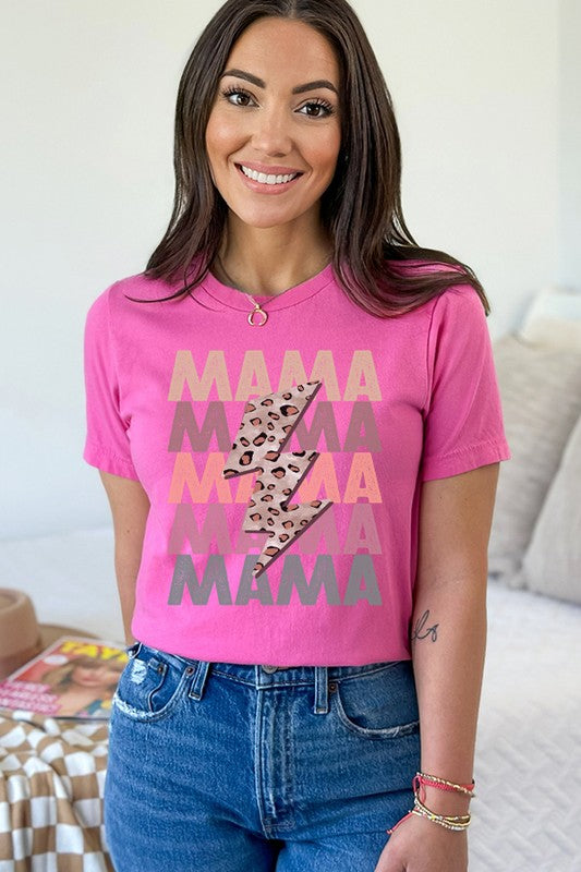 Mother's Day Mama Leopard Bolt Graphic Tee
