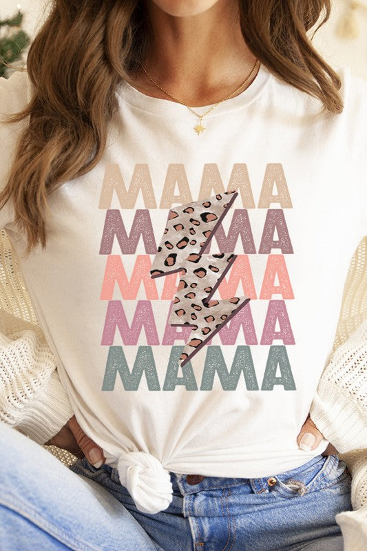 Mother's Day Mama Leopard Bolt Graphic Tee